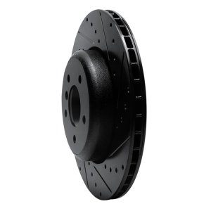 BMW 650I Brake Rotor (1) - Rear Right - R1 Concepts - Drilled & Slotted - Black - `04-`10